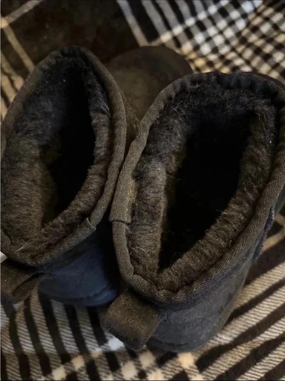 Women's Black Faux-Suede Platform Ankle Boots with Plush Lining